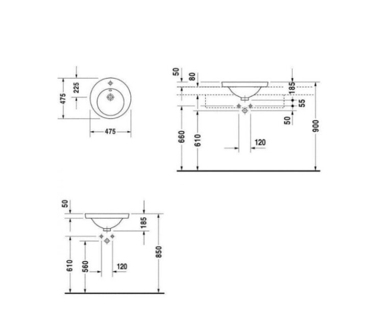 Oferta Lavabo empotrado montaje desde arriba 47.5cm | Outlet Bagno